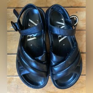 Zara Black Chunky Platform Sandals